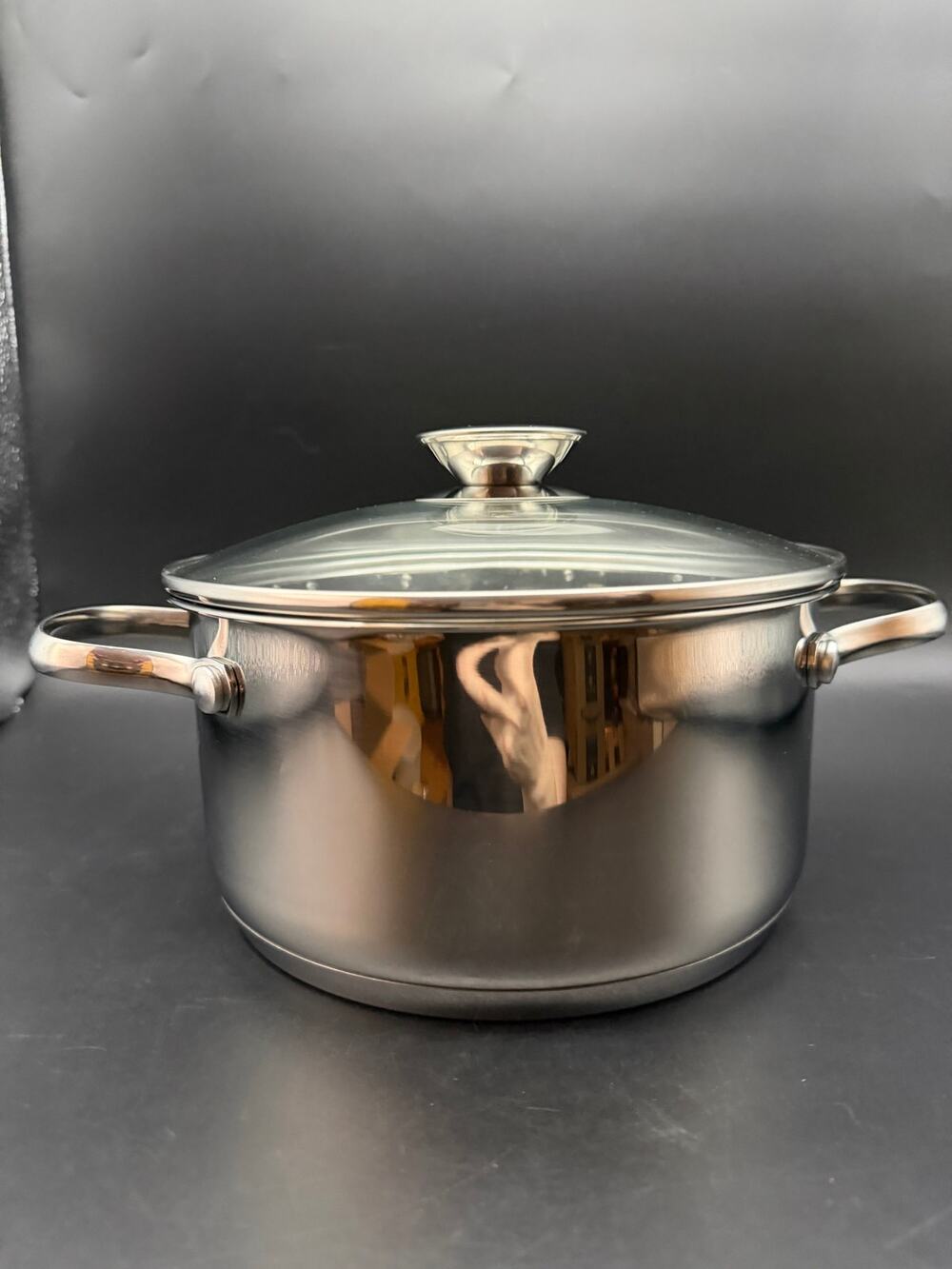 NEW Wolfgang Puck 3 Qt Stainless Steel Covered Casserole Baking Pot w/ Glass Lid